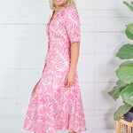 Columbia Pink Hibiscus Palms Shirt Dress Meet Me in Santorini 