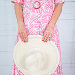 Columbia Pink Hibiscus Palms Shirt Dress Meet Me in Santorini 
