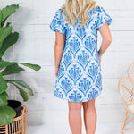 Columbus Sky Blue + Navy Mini Dress Gigio