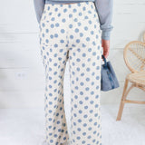 Comer Ecru + Slate Blue Dottie Pants