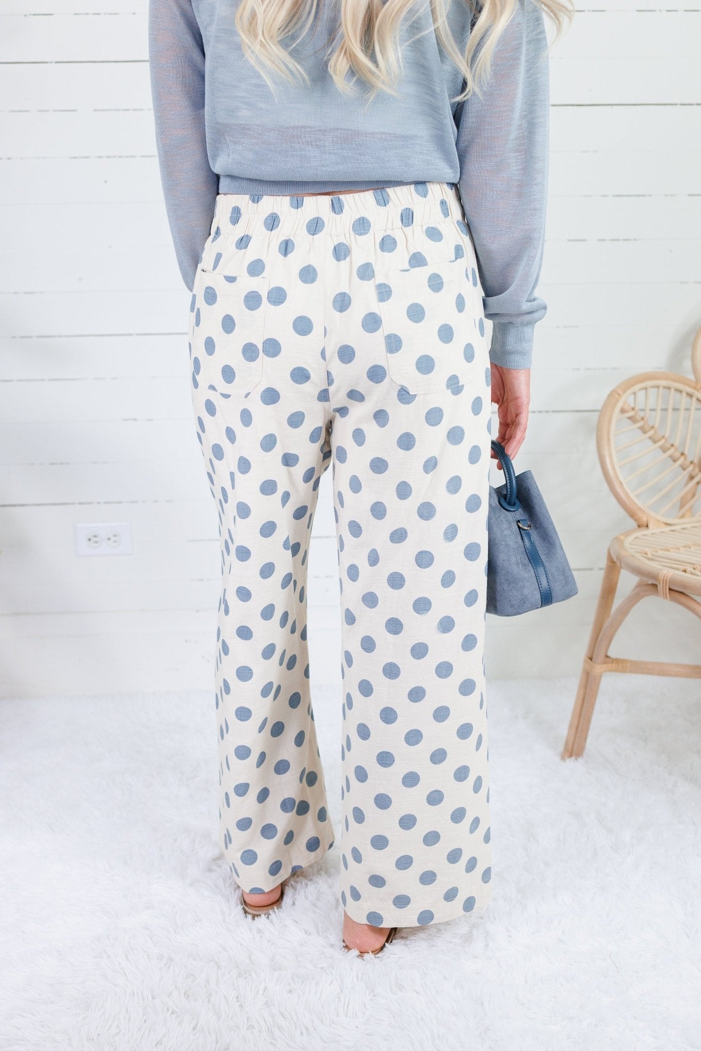 Comer Ecru + Slate Blue Dottie Pants