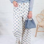 Comer Ecru + Slate Blue Dottie Pants