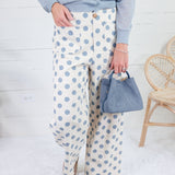 Comer Ecru + Slate Blue Dottie Pants