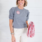 Conley Grey Ruched Sleeve Sweater Pinch