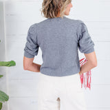 Conley Grey Ruched Sleeve Sweater Pinch