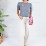 Conley Grey Ruched Sleeve Sweater Pinch
