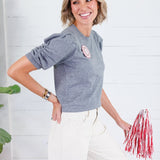 Conley Grey Ruched Sleeve Sweater Pinch