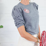 Conley Grey Ruched Sleeve Sweater Pinch
