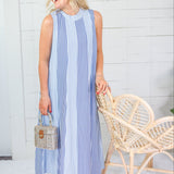 Constitution Blues Striped Maxi Dress THML 