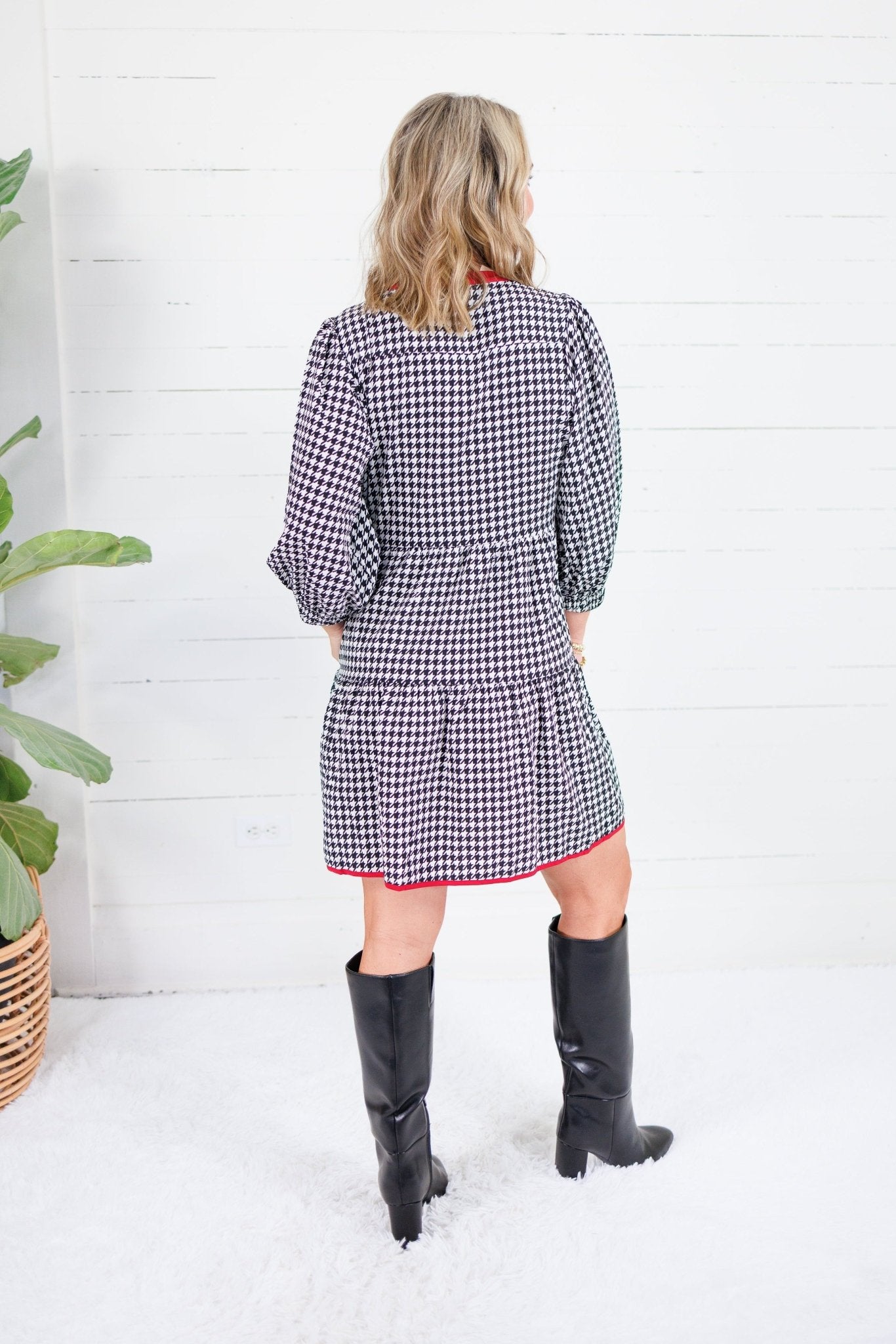 Cooper Black Houndstooth Mini Dress Mary Square