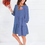 Cooper Navy + Orange Gingham Mini Dress Mary Square