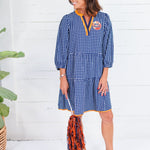 Cooper Navy + Orange Gingham Mini Dress Mary Square