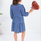 Cooper Navy + Orange Gingham Mini Dress Mary Square