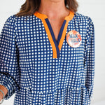 Cooper Navy + Orange Gingham Mini Dress Mary Square
