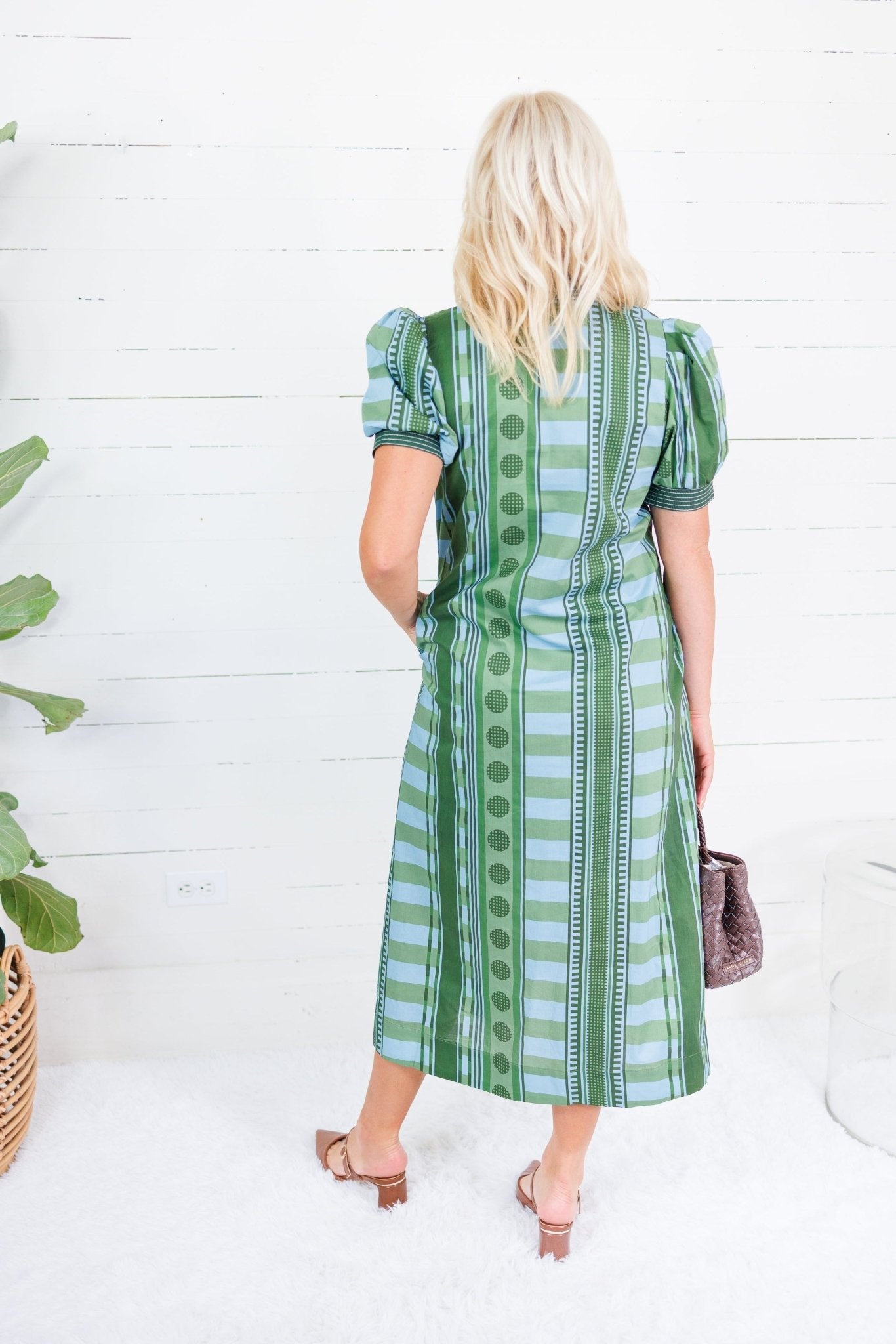 Cora Olive + Sky Metro Stripe Dress Entro