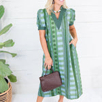 Cora Olive + Sky Metro Stripe Dress Entro