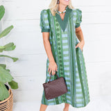 Cora Olive + Sky Metro Stripe Dress Entro