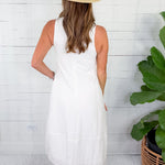 Cort White V-Neck A-Line Maxi Dress Elle Grey