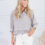 Costa Cocoa Stripe Ruffle Top