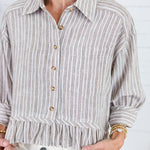 Costa Cocoa Stripe Ruffle Top