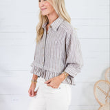 Costa Cocoa Stripe Ruffle Top