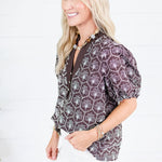 Crane Cocoa Embroidered Top Entro