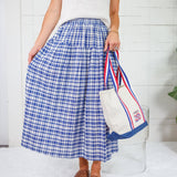 Creswell Blue Gingham Maxi Skirt THML