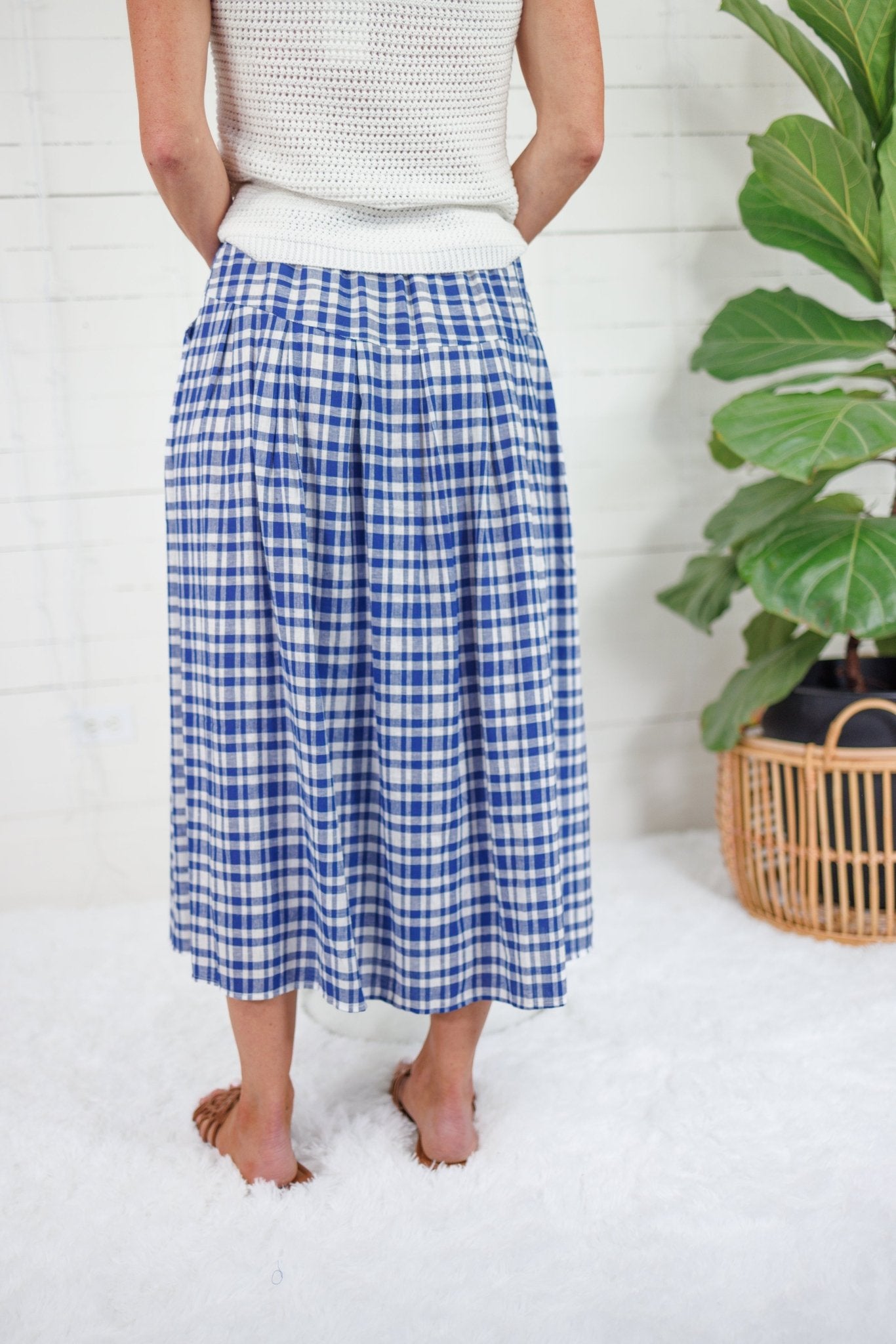 Creswell Blue Gingham Maxi Skirt THML