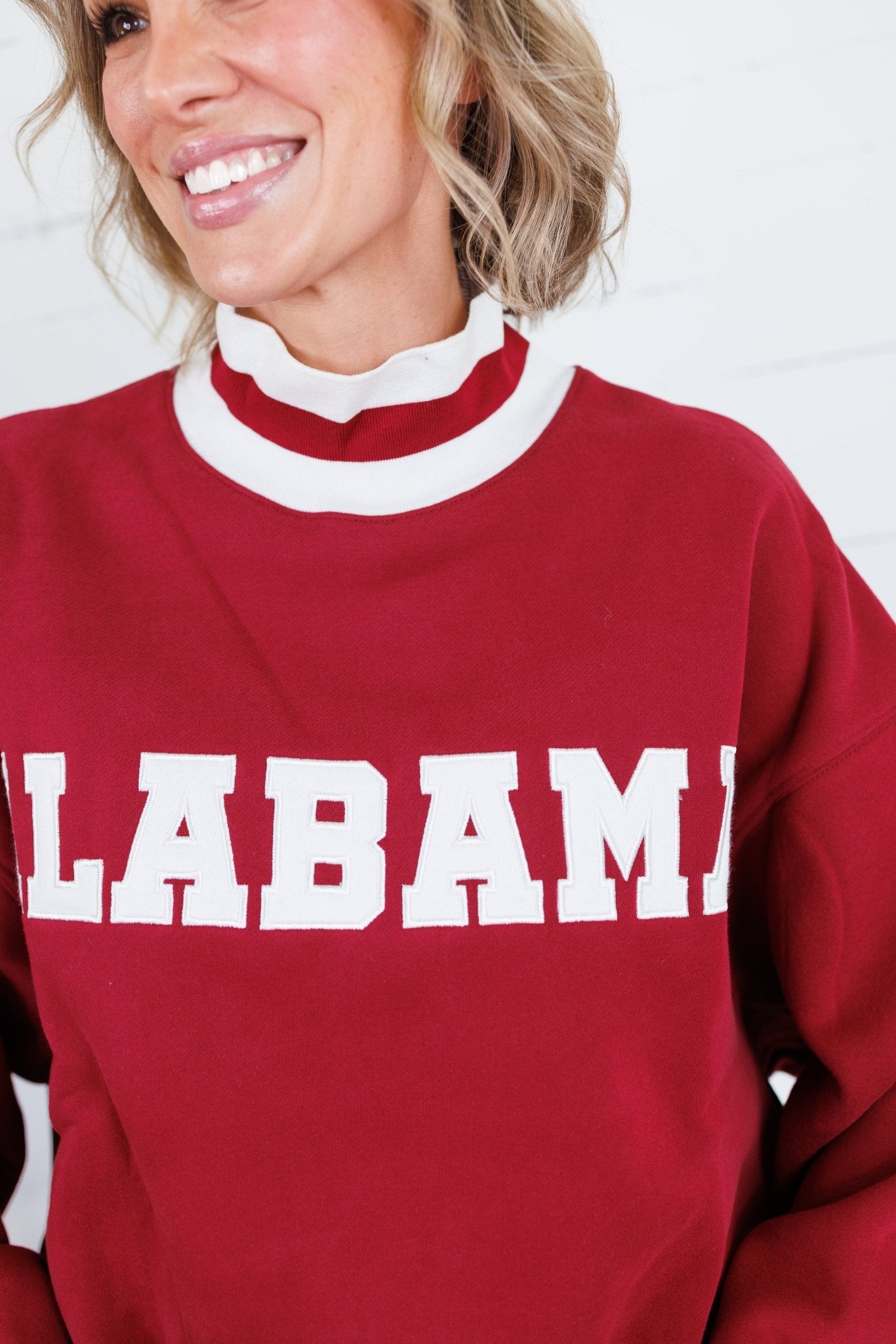 Crimson Alabama Cropped Mock Neck Sweatshirt TCEC