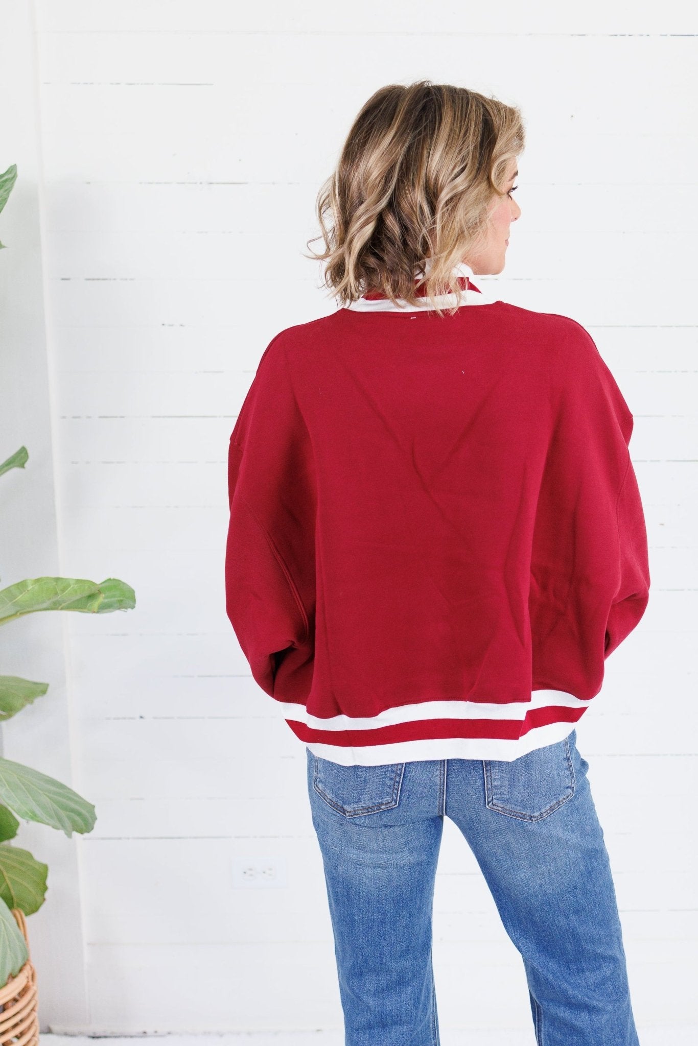 Crimson Alabama Cropped Mock Neck Sweatshirt TCEC