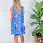 Culberson Cerulean Blue Floral Mini Dress THML