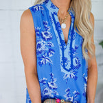 Culberson Cerulean Blue Floral Mini Dress THML