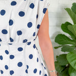 Cullen White + Navy Dot Midi Dress