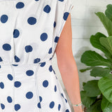 Cullen White + Navy Dot Midi Dress