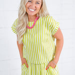 Culpepper Lime + Coconut Stripe Boxy Top Entro