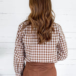 Culver Chocolate Gingham Ruffled Top Pinch