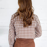 Culver Chocolate Gingham Ruffled Top Pinch