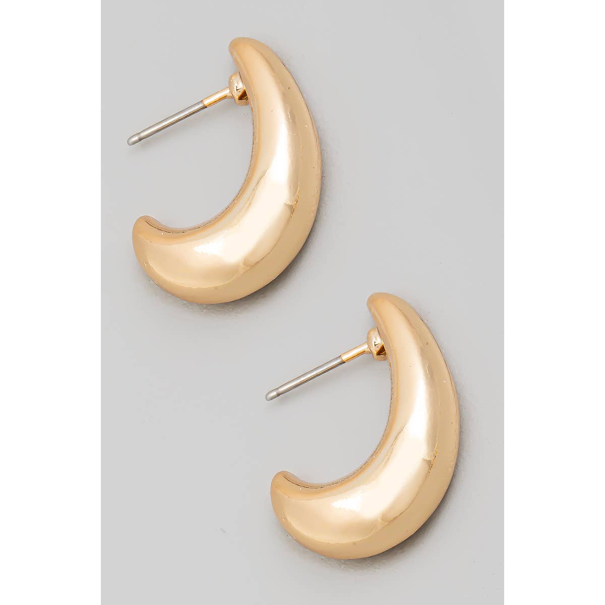 Curbed Gold Metallic Huggie Earrings - A3 Accessories - Jewelry - Earrings - Clover + Bee