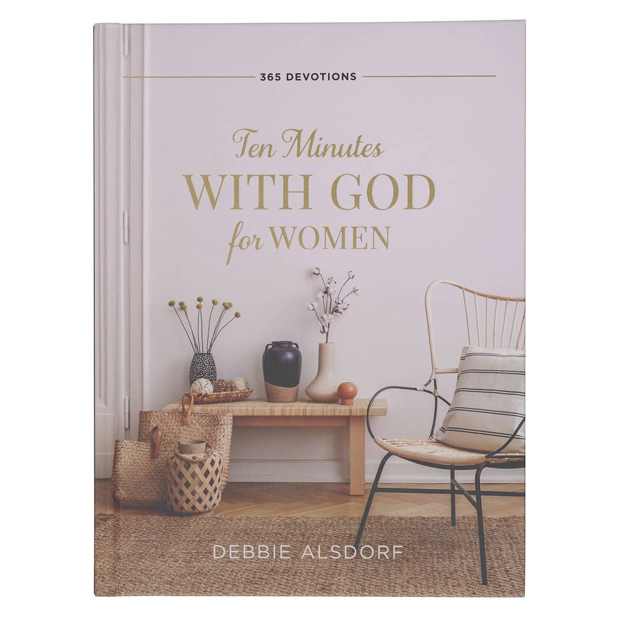 Book titled 'Ten Minutes with God for Women' by Debbie Aldsford with a minimalistic interior design cover.