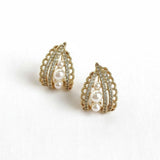 Vintage Palace Style Lace Pearl Stud Earrings