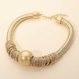 Modern Metallic Coil Statement Necklace