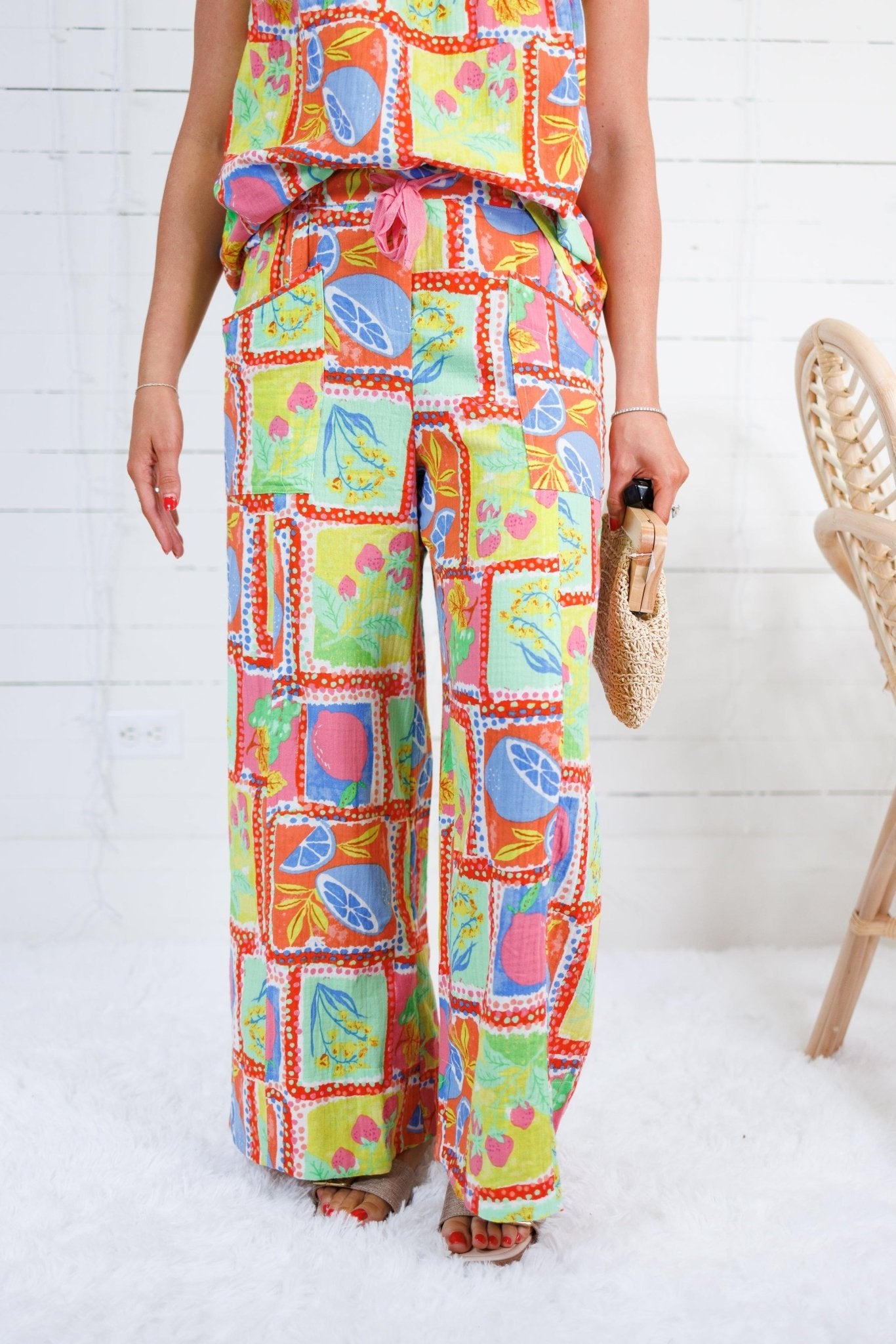 Dahlia Fruit Gauze Smocked Pants Karlie