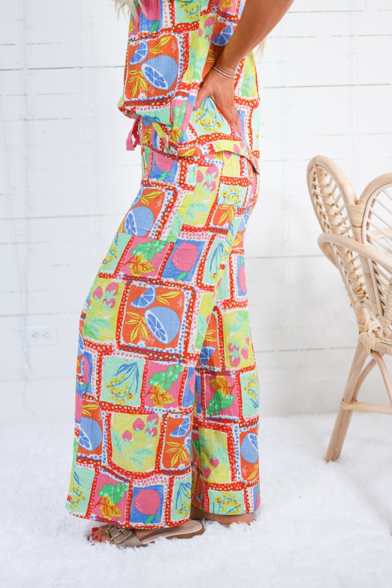 Dahlia Fruit Gauze Smocked Pants Karlie