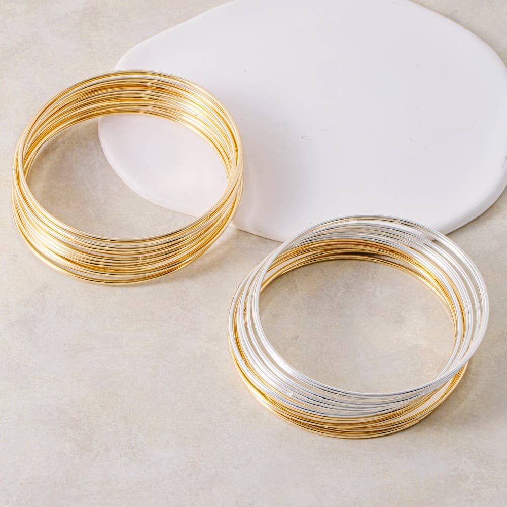 Dainty Metallic Bangle Bracelet Set - A3 Accessories - Jewelry - Clover + Bee