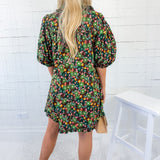Dalton Chocolate Floral Vine Mini Dress Karlie