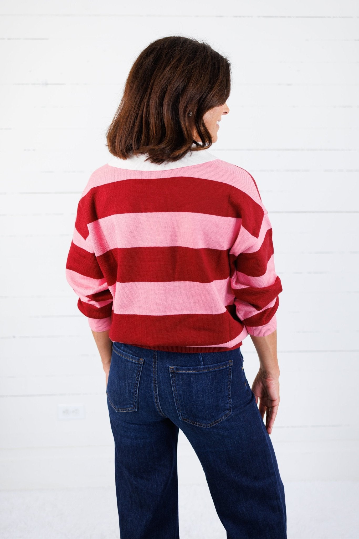 Darby Burgundy + Rose Striped Sweater Glam