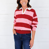 Darby Burgundy + Rose Striped Sweater Glam