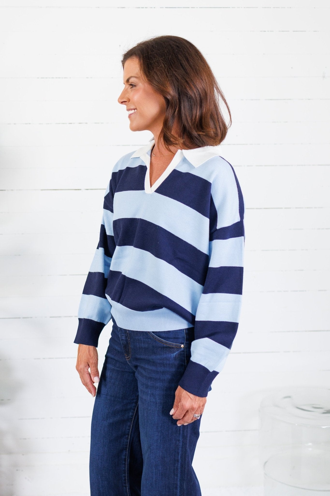 Darby Navy + Sky Striped Sweater Glam