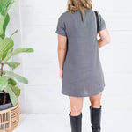Darlene Charcoal A-Line Shift Mini Dress Elle Grey