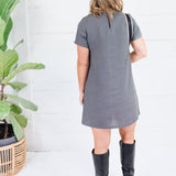 Darlene Charcoal A-Line Shift Mini Dress Elle Grey